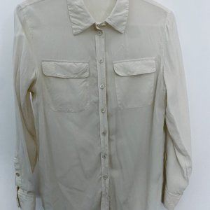 Two by Vince Camuto 100% silk button shirt, Color: Cream